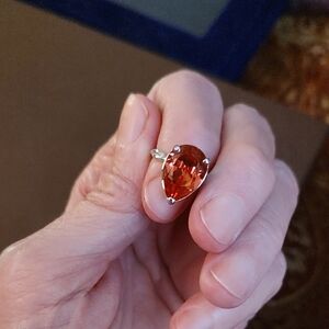 Fragrant Jewels Silver Ring with Fiery Orange Gemstone